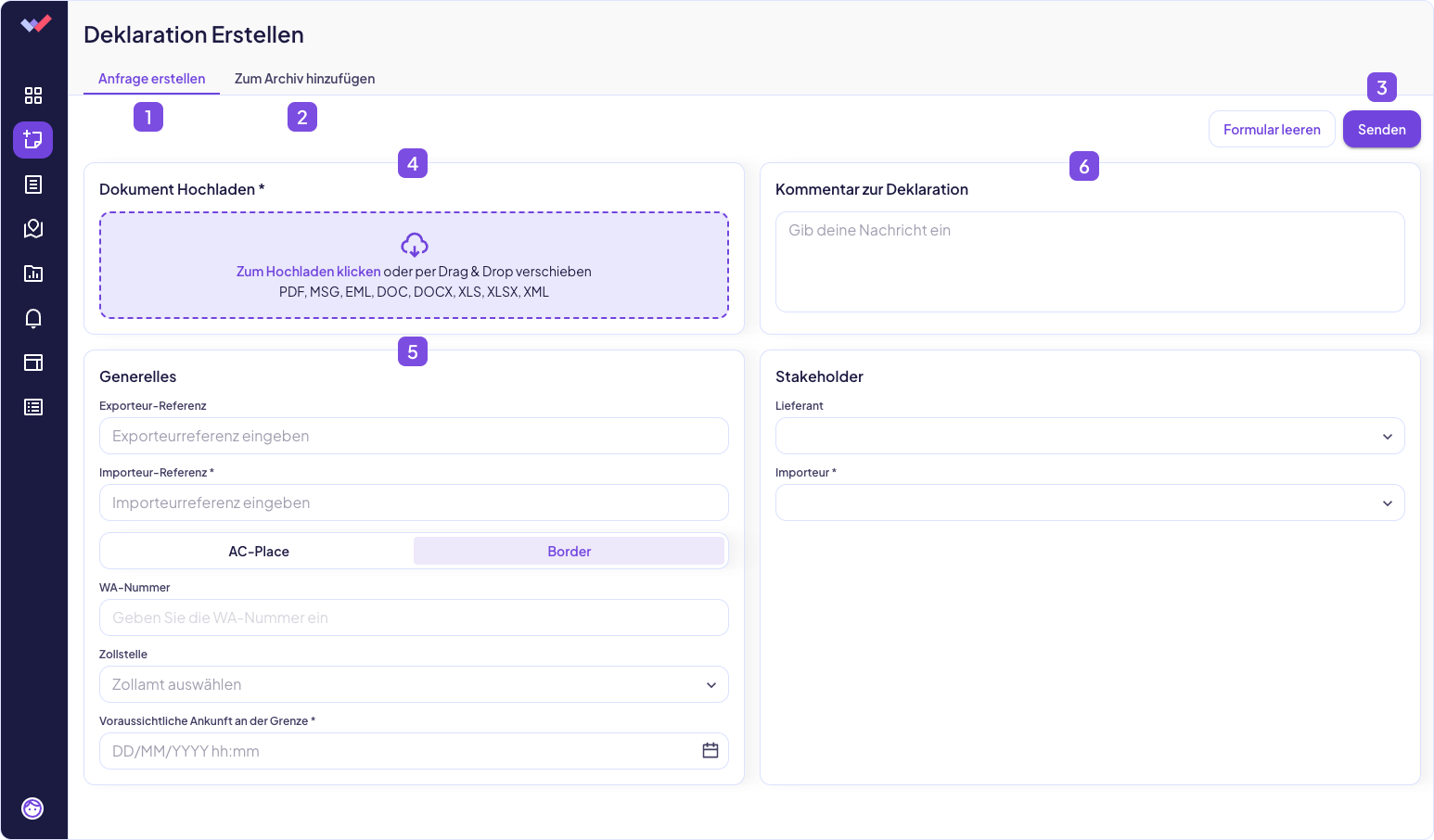 Neue Deklarationsansicht