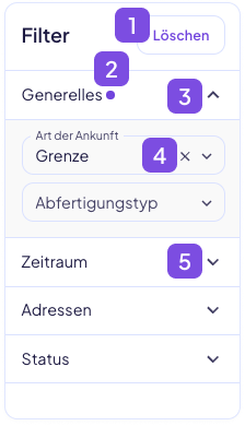 Dashboard Filter Menu